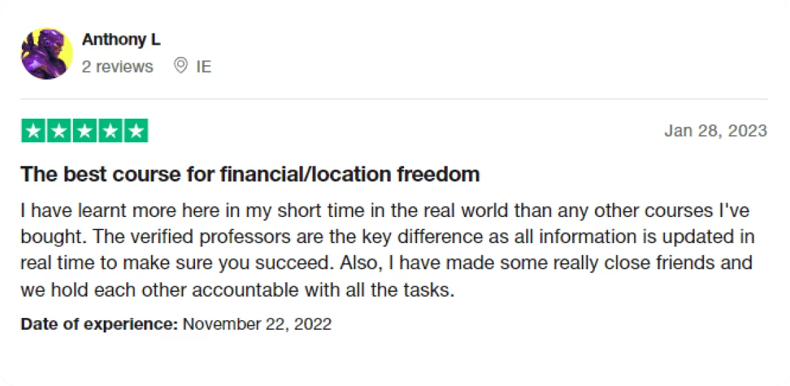 Trustpilot review 1
